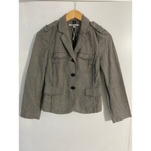 Zara Trafaluc blazer jacket women’s M brown houndstooth NEW cotton soft unlined